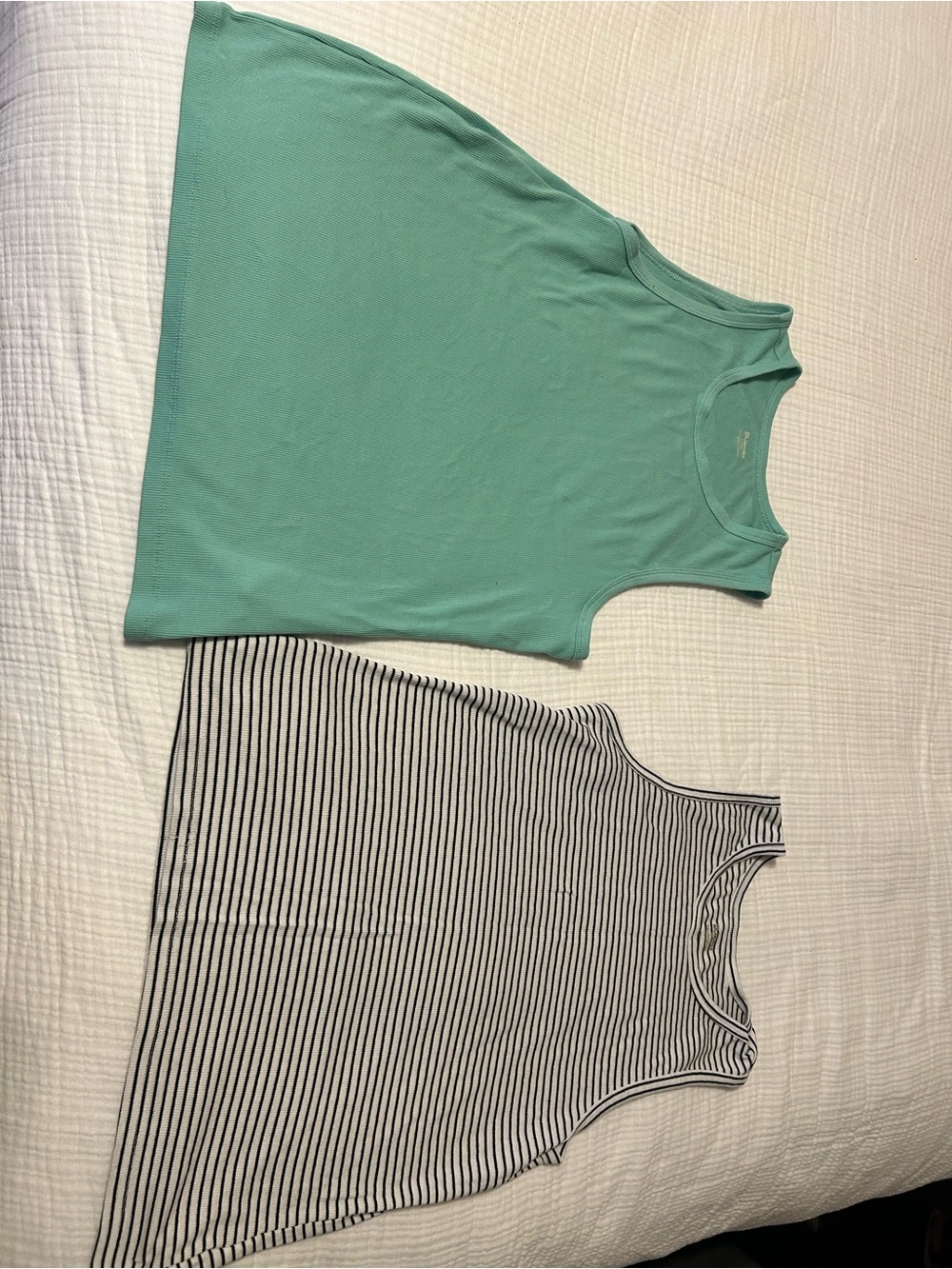 No Boundaries juniors Ribbed Tank Tops Mint Tank & Black/White Striped